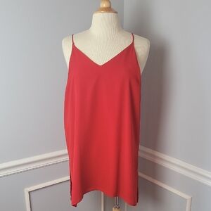 THE LIMITED Red Racer Back V-Neck Side Slit Party Holiday Going Out Tunic Cami L